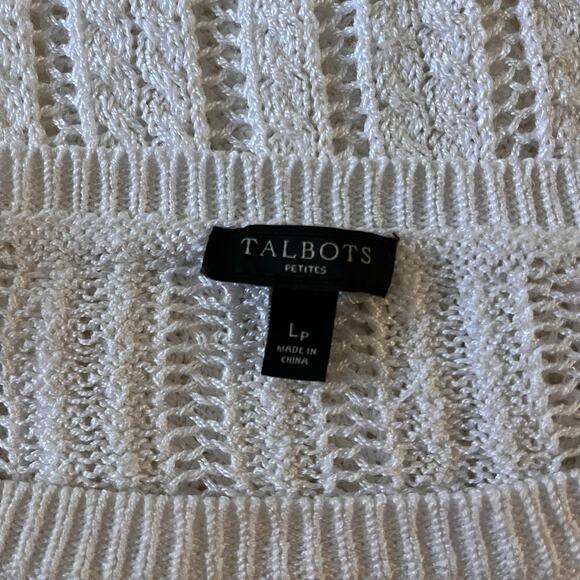 Talbots Petite White Linen Knit Sweater Top Sz LP Preppy Quiet Luxury Old Money - Picture 6 of 8